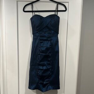 Elegant Navy Blue Strapless Dress